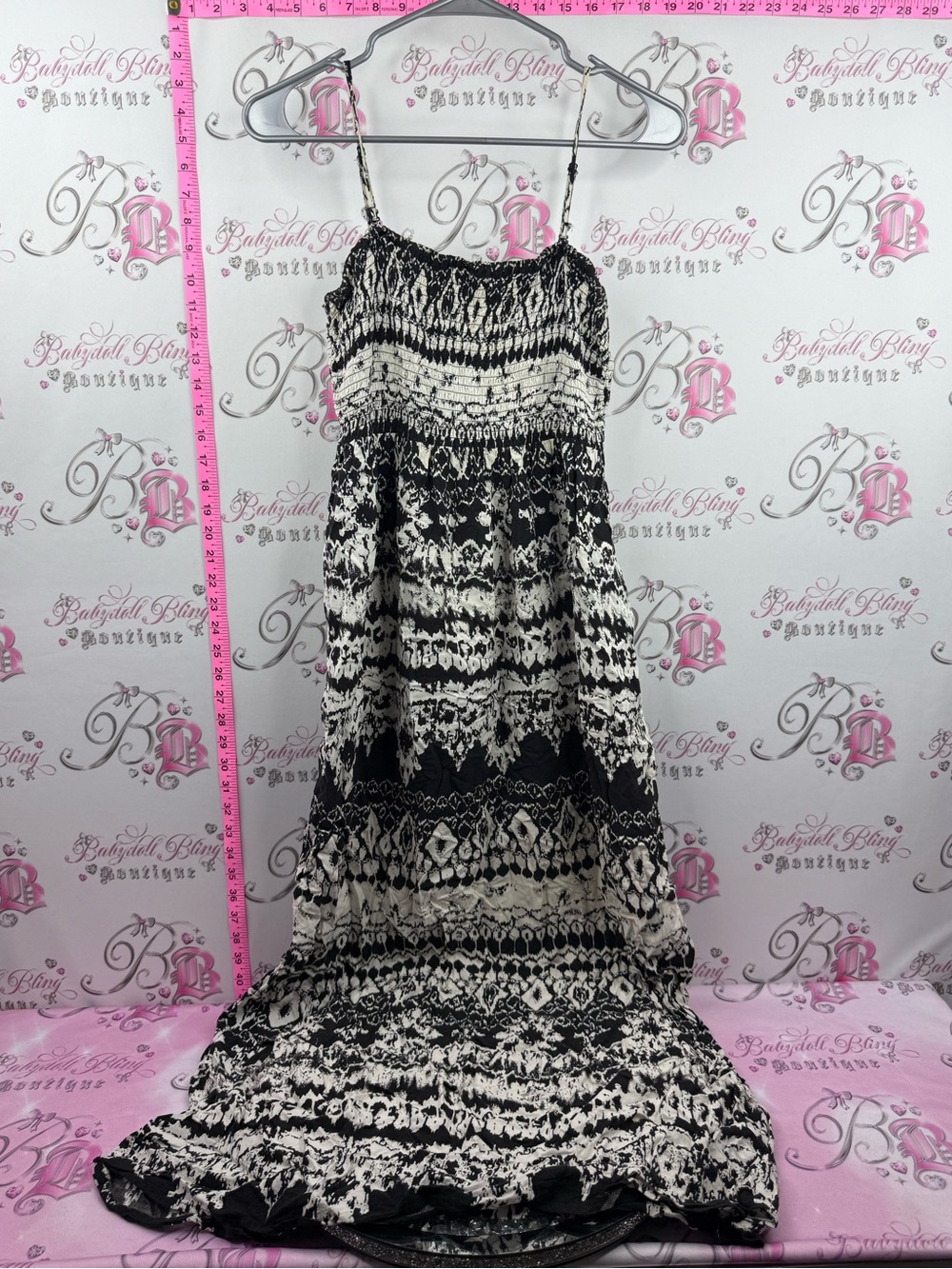 Ricki's dress long Black and White Printed Spaghetti-Strap Maxi Dress